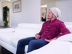 Cute Asian Girl In Fuzzy Stockings and Hat Gets Fucked by Brothers Friend