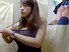 盗撮 すくすく育ったFカップじぇー●の美巨乳 ショップパンチラ＆試着室