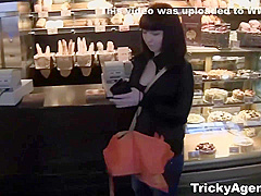 Hiding From The Rain A Darkhaired Babe Is Trapped!