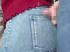 B3D2301- Wife with a big butt being mischievous by a molester on the bus