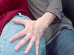 B3D2301- Wife with a big butt being mischievous by a molester on the bus