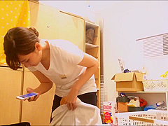 Personal photography The atmosphere is real. . Hidden camera voyeur of an office lady (20s?) changing clothes .914