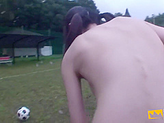Japanese Football Player Sucks A Man With Big Dick After Playing Football Naked In The Rain