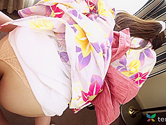 Hot Brunette In Kimono