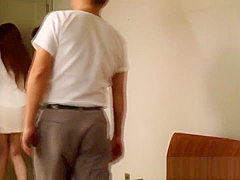 Japanese milf in mmf threeway facialized