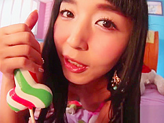 Marica Hase plays with candy cock