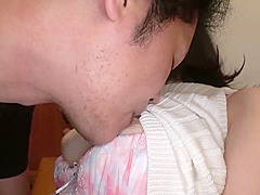 Beautiful woman who plays with a man with a unique character