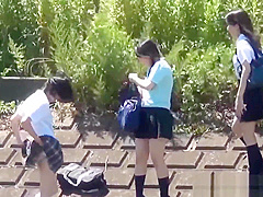 Uniformed Asian Sluts Pee Outdoors