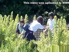 Uniformed Asian Sluts Pee Outdoors