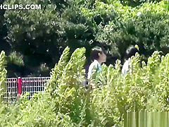 Uniformed Asian Sluts Pee Outdoors