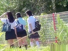 Uniformed Asian Sluts Pee Outdoors