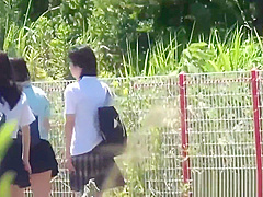 Uniformed Asian Sluts Pee Outdoors