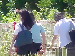 Uniformed Asian Sluts Pee Outdoors