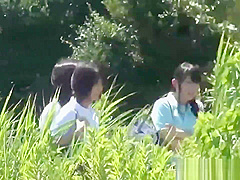 Uniformed Asian Sluts Pee Outdoors