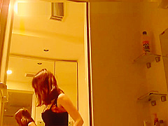 Japanese girl enjoys shower