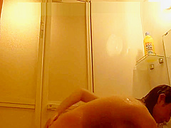 Japanese girl enjoys shower