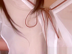 Japanese girl with huge cans takes on 4 cocks