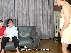 Cuckold Husband. Wife Gives Kiss, Hand Job, Blowjob To Boyfriend Husband, Makes Him Swallow Cum In Mouth Semen