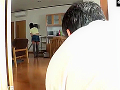 Three Little Devil Stepsisters Tempting With Ultra Mini Skirt Panty Flashes. - 4