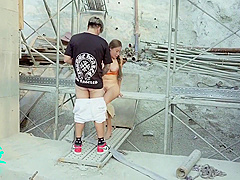Fucking At A Construction Site-gangbanged By The Workers