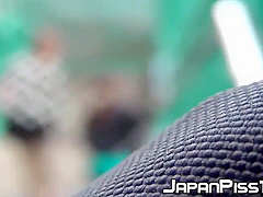 Stunning Japanese Brunettes Pissing Themselves Outdoor