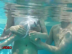 Hot Japanese Blowjob By The Pool: Suzuna Komiyas Big Tits Tease Before Intimate Oral Deli