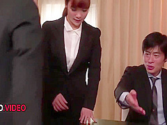 Taro Tanaka, Akane Anju And Anju Akane In Sultry Asian Strips Naked Fucks Two Men At Office