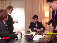 Hot Japanese Seductress Strips And Fucks Two Guys Hard At Work - Anju Akane And Akane Anju