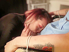 Hot Asian Ninja Gets Caught and Ties Up Cop In Office Chair and Fucks Him