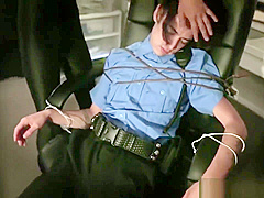 Hot Asian Ninja Gets Caught and Ties Up Cop In Office Chair and Fucks Him