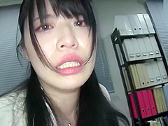 Group blowjob with office lady in crimson silk satin top ktb 024