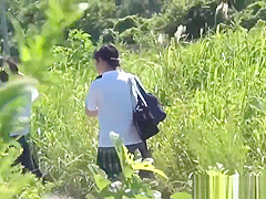 Japanese teens gush pee outdoors