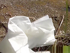 Japanese teens gush pee outdoors