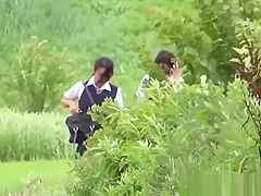Japanese teens gush pee outdoors