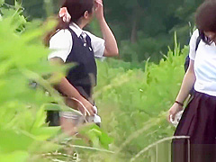 Japanese teens gush pee outdoors