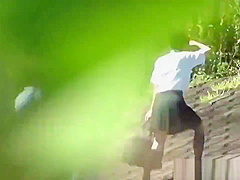 Japanese teens gush pee outdoors