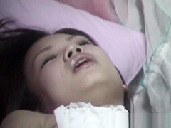 Pretty asian teen rubbing pussy