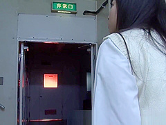 Asian school girl sucking hard on the fat dong