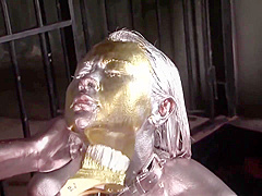 COPPER-GOLDEN PAINT SLAVE MAIKA masturbation