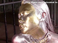 COPPER-GOLDEN PAINT SLAVE MAIKA masturbation