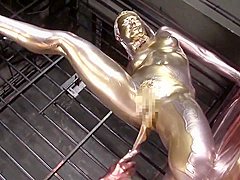 COPPER-GOLDEN PAINT SLAVE MAIKA masturbation