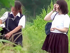 Japanese teens urinating outdoors