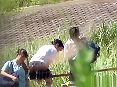 Japanese teens urinating outdoors