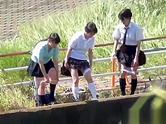 Japanese teens urinating outdoors
